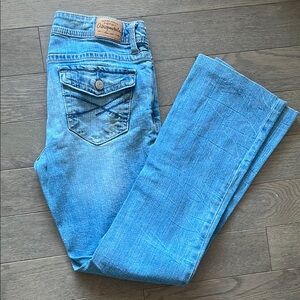 Aeropostale Women's Distressed Boot Cut Blue Jeans